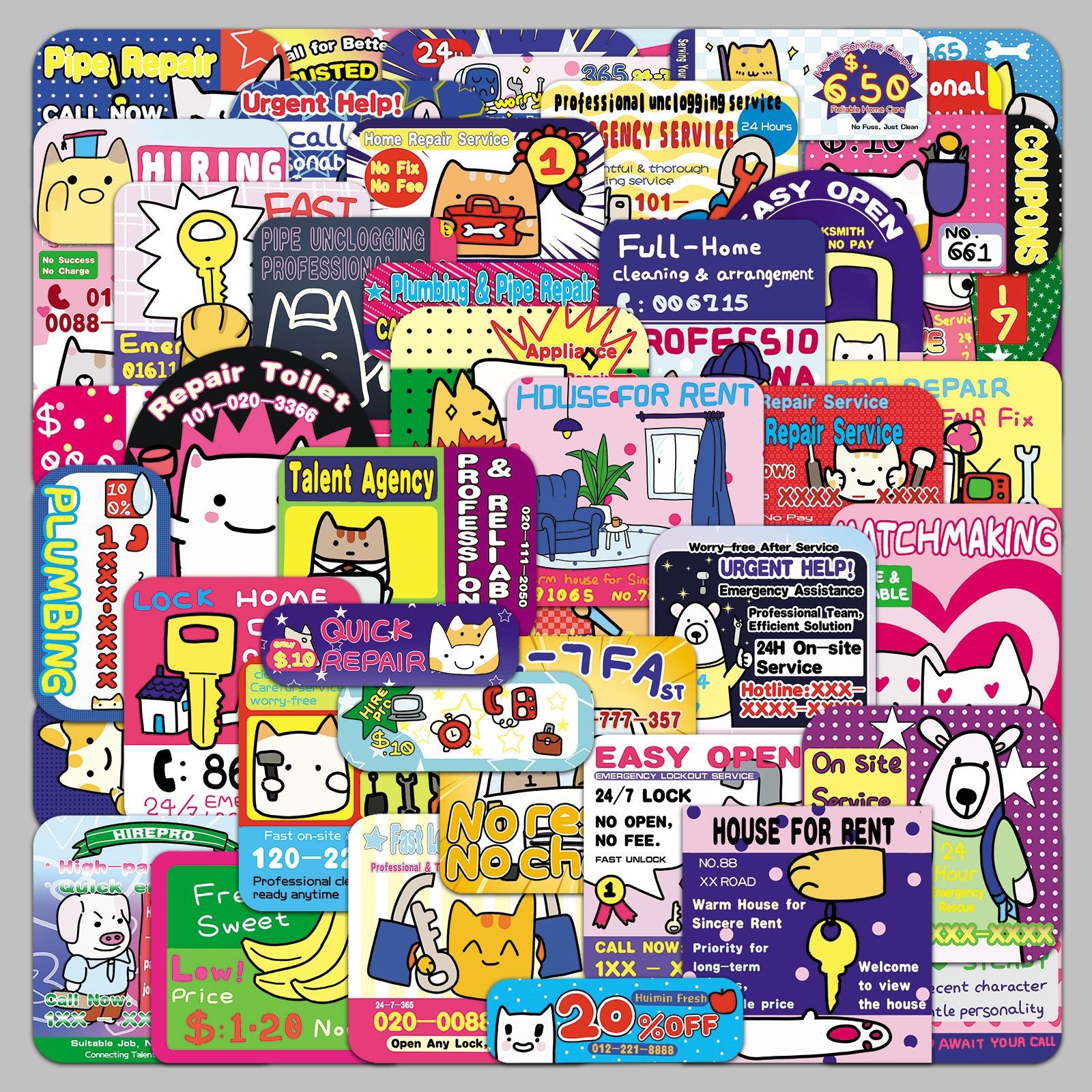 50Pcs Quirky Gag Ad Stickers C - đánh giá và giá Kids Quirky Toys